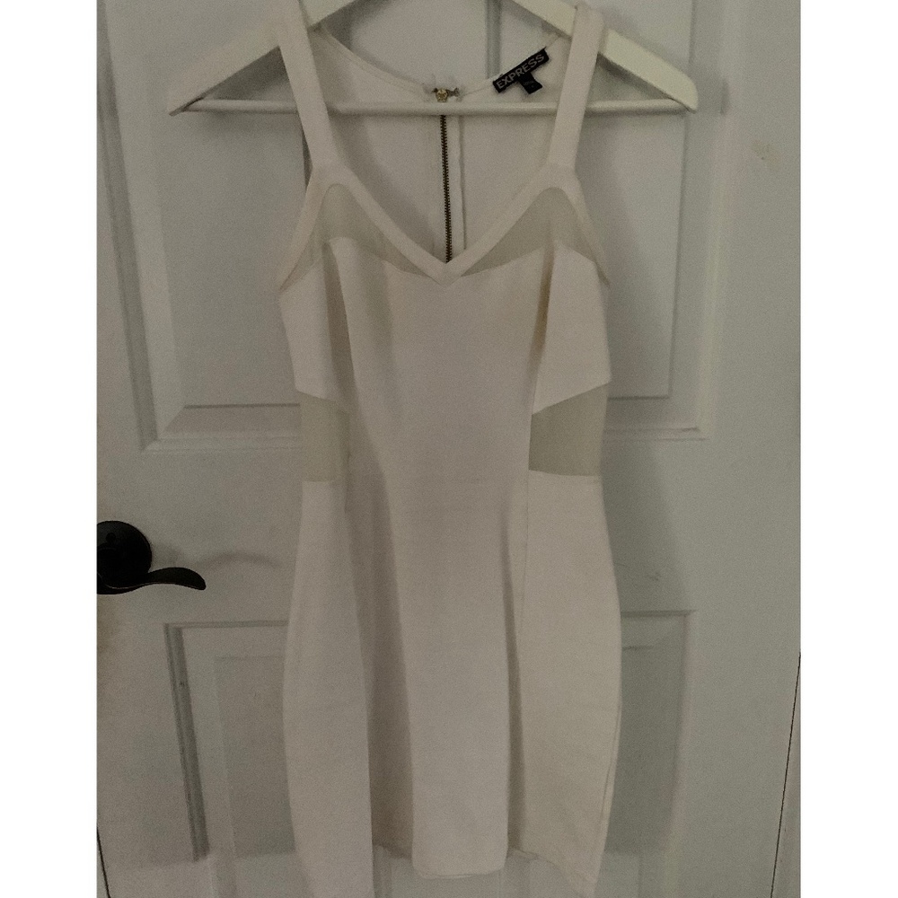 White Mesh Cut Out Express Bodycon Dress Size 0
